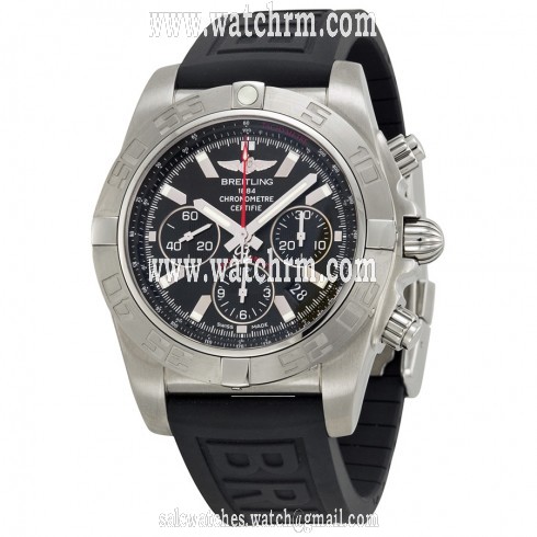 Breitling Chronomat 44 Flying Fish Chronograph Automatic Black Dial Black Rubber Men's Watch AB011010-BB08BKPD3