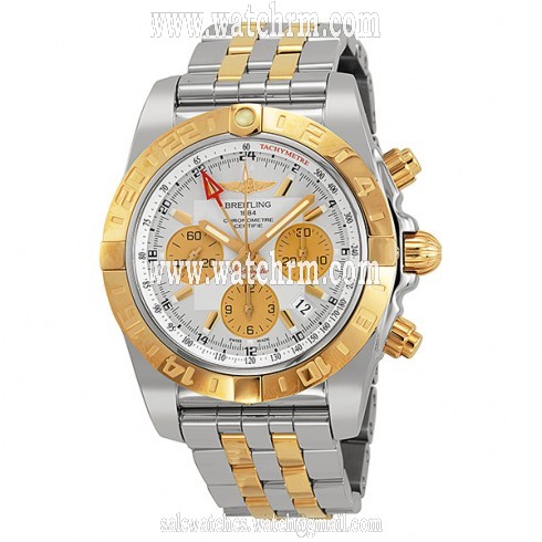 Breitling Chronomat 44 GMT Chronograph Automatic Silver Dial Men's Watch CB042012-G755TT