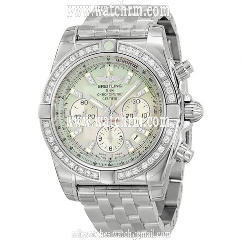 Breitling Chronomat 44 Mother of Pearl Dial Diamond Bezel Men's Watch AB011053-G686SS