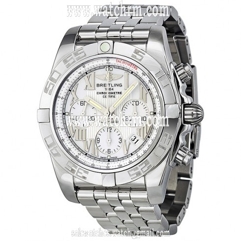 Breitling Chronomat 44 Silver Dial Men's Watch AB011012-A690SS