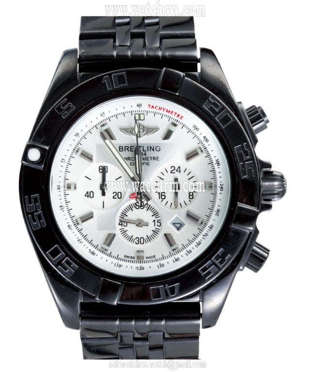 Breitling Chronomat B01 AB011011/f546SS White Dial Round Black Stainless Steel Strap Watch