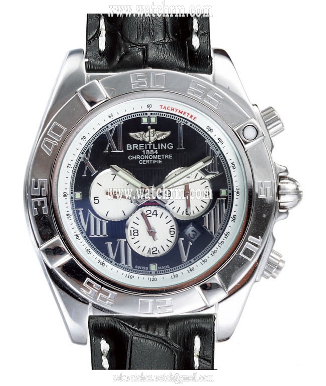 Breitling Chronomat B01 AB011012/B956-1CD Black Crocodile Leather Strap Mens Watch