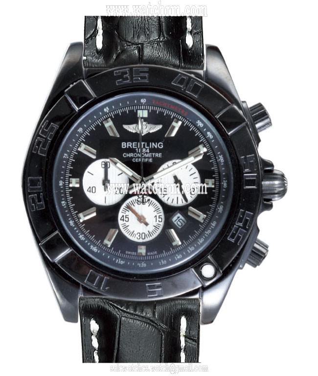 Breitling Chronomat B01 AB011012/B967-1CD 43.5mm Mens Black Crocodile Leather Strap Watch