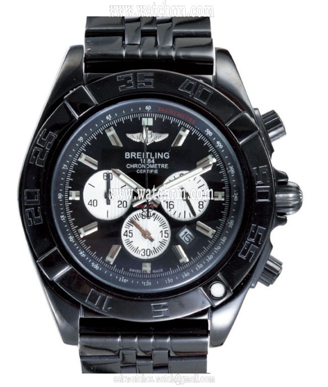 Breitling Chronomat B01 AB011012/B967-SS Round Black Stainless Steel Strap Mens Watch