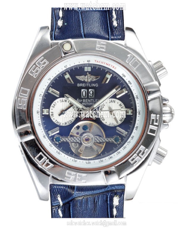 Breitling Chronomat B01 AB011012/C788 Round Blue Dial Blue Crocodile Leather Strap Watch