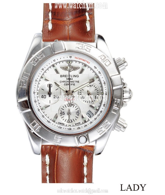 Breitling Chronomat B01 AB011012/G685 43.5mm Brown Crocodile Leather Strap White Dial Watch