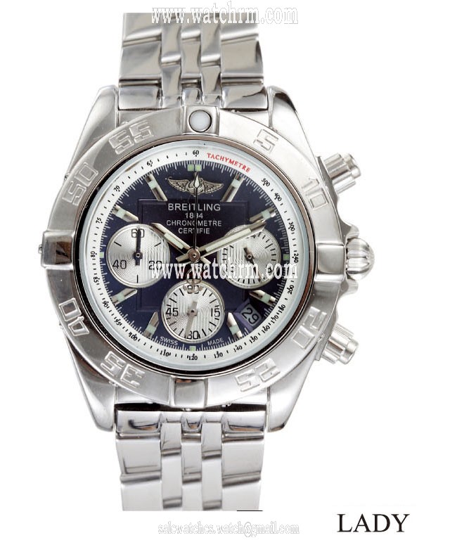 Breitling Chronomat B01 C.Steel 01 Silver Stainless Steel Strap Round Black Dial Watch