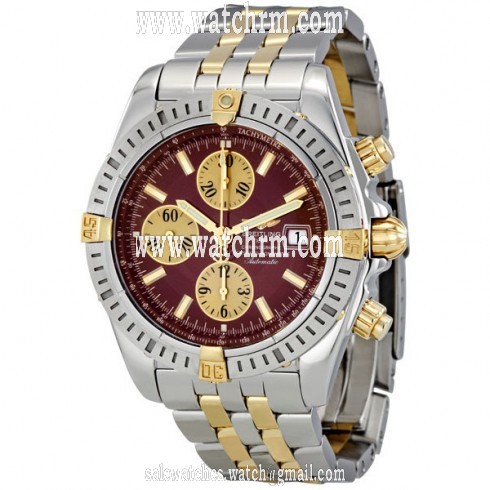 Breitling Chronomat Burgundy Dial Chronograph Steel and Gold Men's Watch B1335611-K505TT
