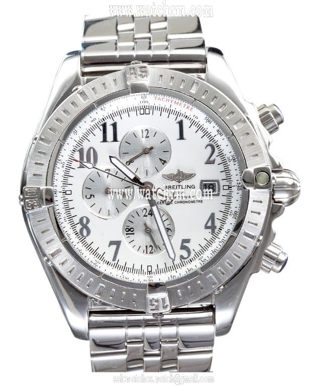 Breitling Chronomat Evolution A1335611/A573-SS Round Silver Stainless Steel Strap White Dial Watch