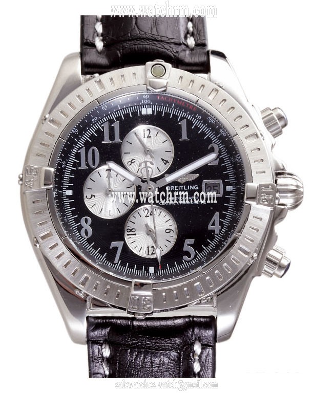 Breitling Chronomat Evolution A1335611/B719-1CD Black Crocodile Leather Strap Mens Watch
