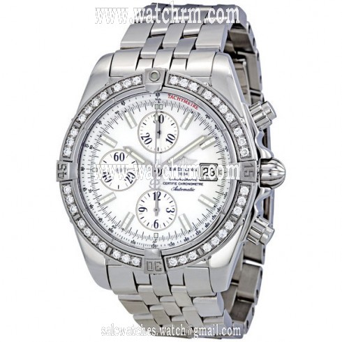 Breitling Chronomat Mother of Pearl Dial Diamond Bezel Men's Watch A1335653-A569SS