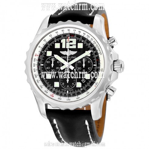 Breitling Chronospace Automatic Black Dial Black Leather Men's Watch A2336035-BA68BKLT