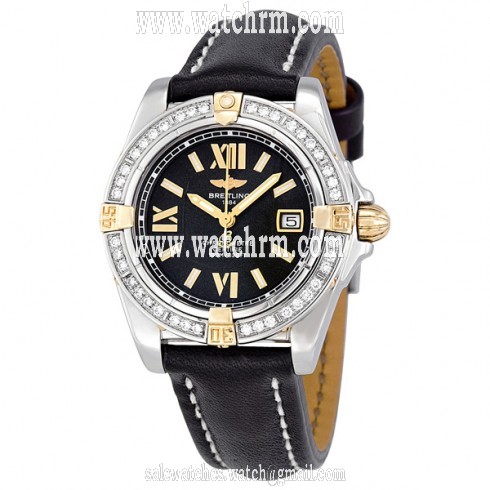Breitling Cockpit Lady Diamond Black Dial Black Leather Watch B7135653-B910BKLT