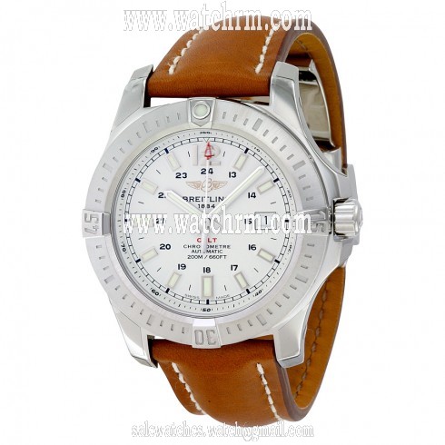 Breitling Colt Automatic Silver Dial Leather Men's Watch A1738811-G791BRLD