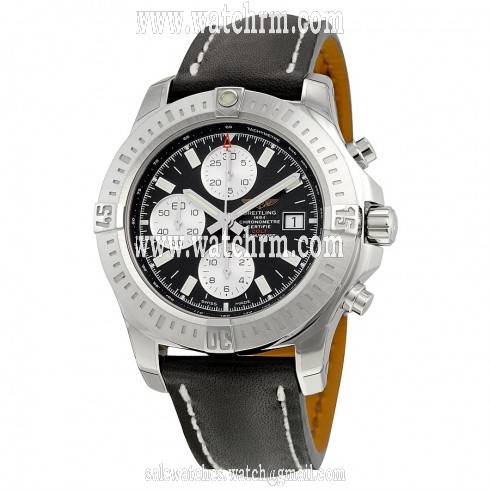 Breitling Colt Chronograph Automatic Black Dial Black Leather Men's Watch A1338811-BD83BKLD