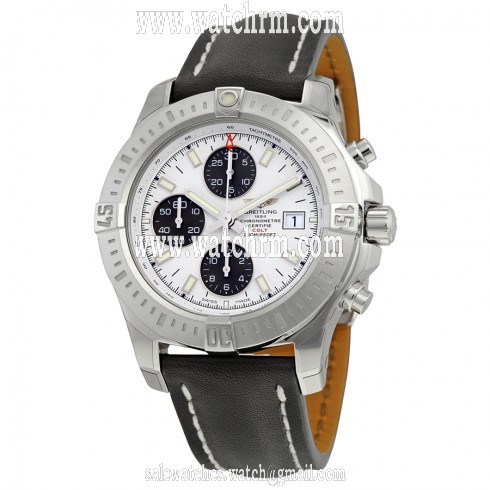 Breitling Colt Chronograph Automatic Stratus Silver Dial Black Leather Men's Watch A1338811-G804BKLD