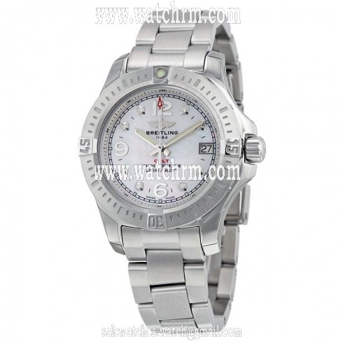 Breitling Colt Lady Quartz Mother of Pearl Diamond Stainless Steel Watch A7738811-A769SS