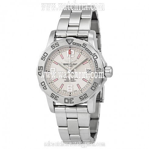 Breitling Colt Silver Rose Dial Stainless Steel Ladies Watch A7738711-G765SS