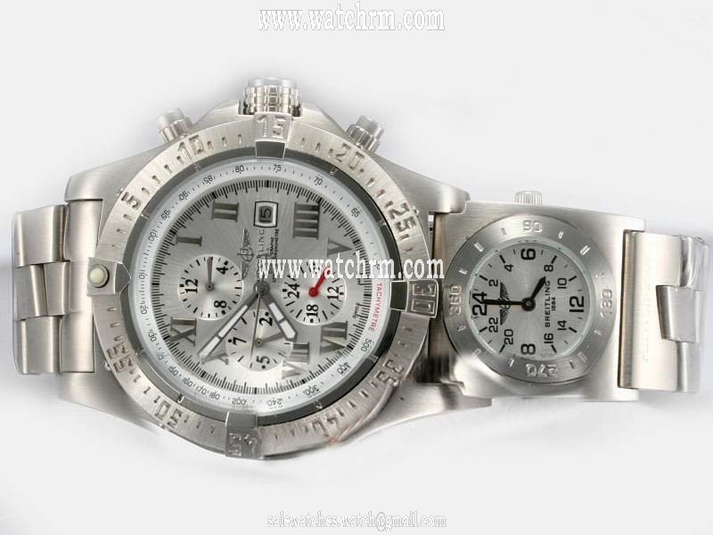 Breitling Crosswind mit UTC B13355 Round Mens Silver Stainless Steel Strap Watch