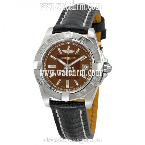 Breitling Galactic 32 Bronze Dial Black Lizard Leather Ladies Watch A71356L2-Q579BKZT