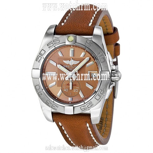 Breitling Galactic 36 Automatic Bronze Dial Brown Leather Unisex Watch A3733011-Q582