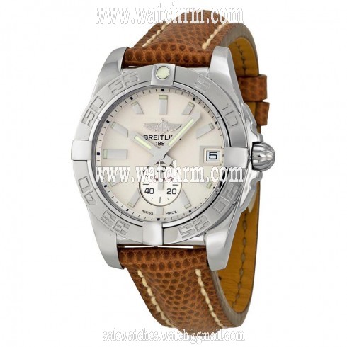 Breitling Galactic 36 Automatic Silver Dial Brown Lizard Leather Unisex Watch A3733012-G706BRZT