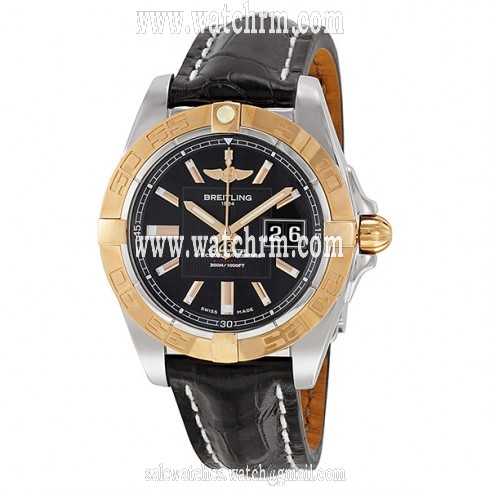 Breitling Galactic 41 Black Dial Black Crocodile Leather Automatic Men's Watch C49350L2-BA09BKCD