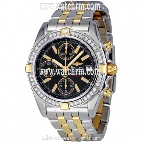 Breitling Galactic Chronograph Black Dial Diamond Bezel Automatic Men's Watch B13358LA-B974TT