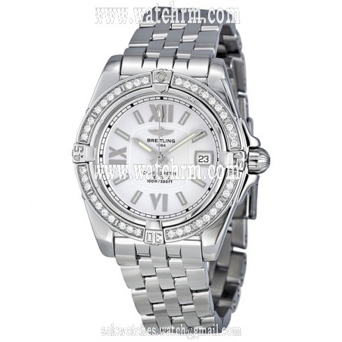 Breitling Galactic Silver Dial Diamond Ladies Watch A7135653-G649SS