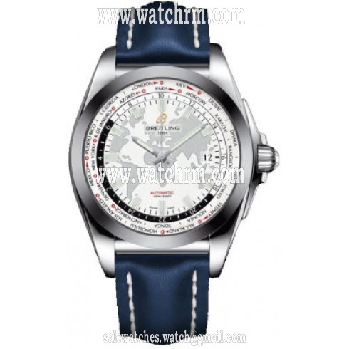 Breitling Galactic Unitime Antarctica White Dial Blue Leather Deployment Men's Watch WB3510U0-A777BLLD