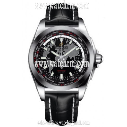 Breitling Galactic Unitime Black Crocodile Leather Men's Watch WB3510U4-BD94BKCT