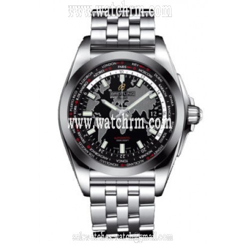 Breitling Galactic Unitime Black Dial Stainless Steel Automatic Men's Watch WB3510U4-BD94SS