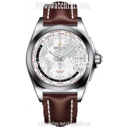 Breitling Gatactic Unitime White Dial Dark Brown leather Men's Watch WB3510U0-A777DBRLD