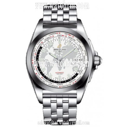 Breitling Galactic Unitime White Dial Stainless Steel Automatic Men's Watch WB3510U0-A777SS