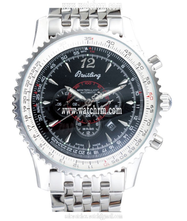 Breitling Montbrillant A4137012/B875-SS Stainless Steel Case Stainless Steel Bezel Black Dial Watch