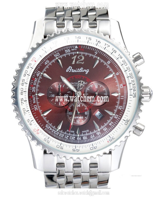 Breitling Montbrillant A4137012/Q546-SS coffee Dial Round White Stainless Steel Strap Watch