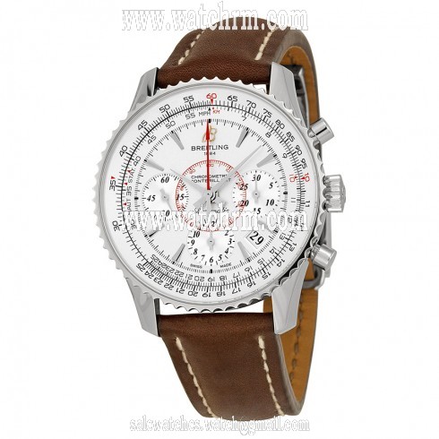 Breitling Montbrillant Automatic Silver Dial Brown Leather Men's Watch AB013012-G709BRLD