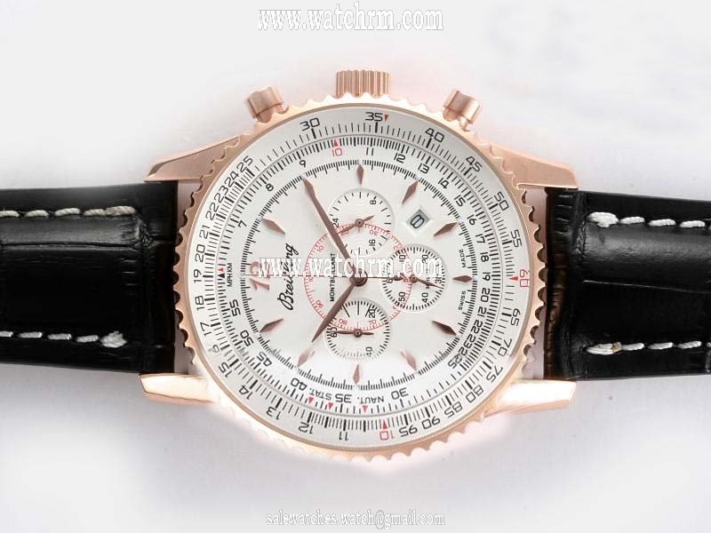 Breitling Montbrillant R4137012 Black Ostrich Leather Strap Midsize 46mm Watch
