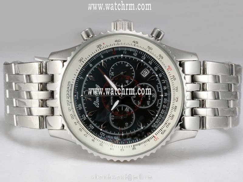 Breitling Montbrillant Steel Mens Round Quartz Chronograph Watch