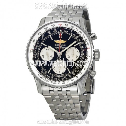 Breitling Navitimer 01 Black Dial Chronograph Stainless Steel Men's Watch AB012012-BB01SS