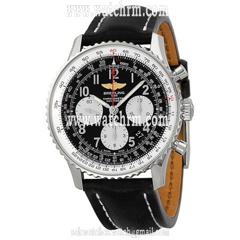 Breitling Navitimer 01 Chronograph Automatic Black Dial Black Leather Men's Watch AB012012-BB02BKLT