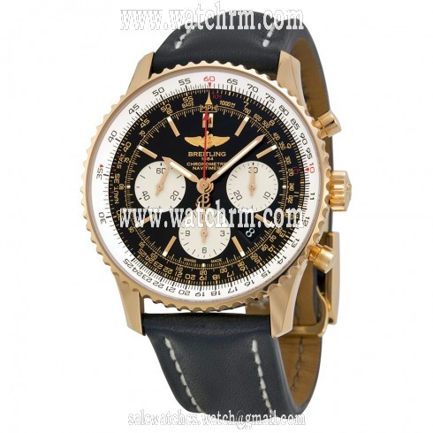 Breitling Navitimer 01 Chronograph Black Dial Black Leather Men's Watch RB012012-BA49BKLD