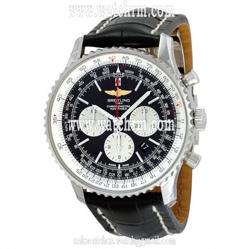 Breitling Navitimer 01 Chronograph Black Dial Black Leather Men's Watch AB012721/BD09BKCD