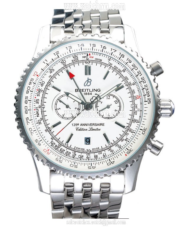 Breitling Navitimer 125e Anniversaire Steel Round Mens Silver Stainless Steel Strap Watch
