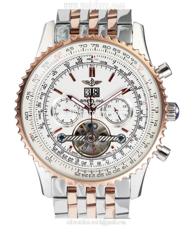 Breitling Navitimer A22322M6/B992 White Dial Stainless Steel with Rose Gold Bezel Tourbillon Watch