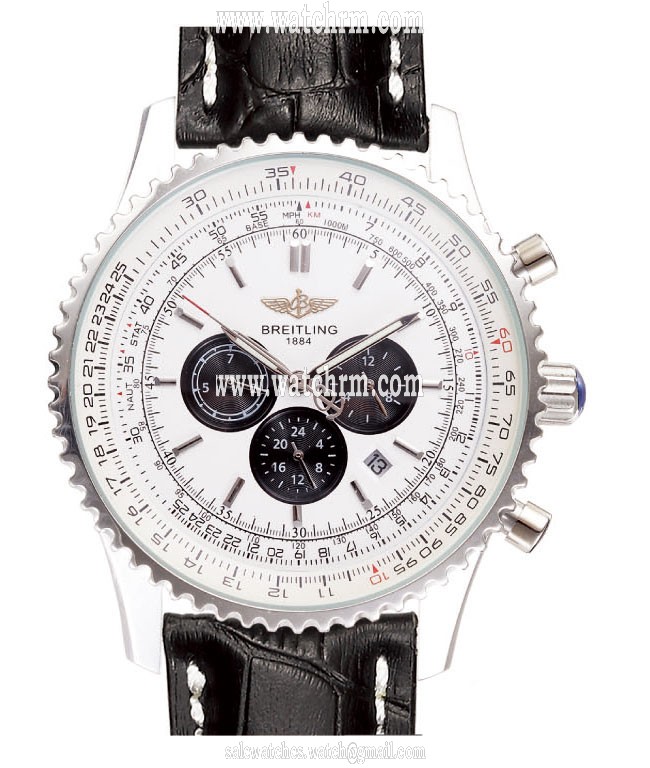 Breitling Navitimer A2332212/B635-1LD White Dial Black Crocodile Leather Strap Round Watch