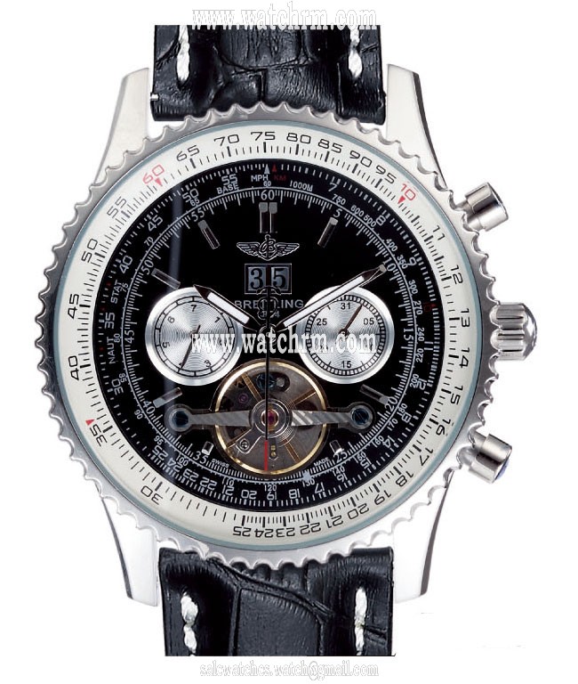 Breitling Navitimer A2432212/B726 Black Crocodile Leather Strap Black Dial 43.7mm Watch