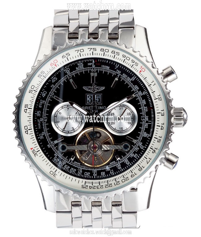 Breitling Navitimer A2432212-C651 Black Dial Tourbillon Stainless Steel Bezel Watch