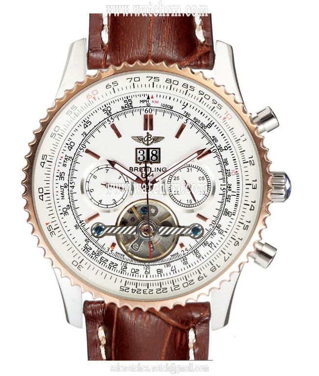 Breitling Navitimer AB012012-BB01BKLT 43.7mm Rose Gold Case Mens Watch