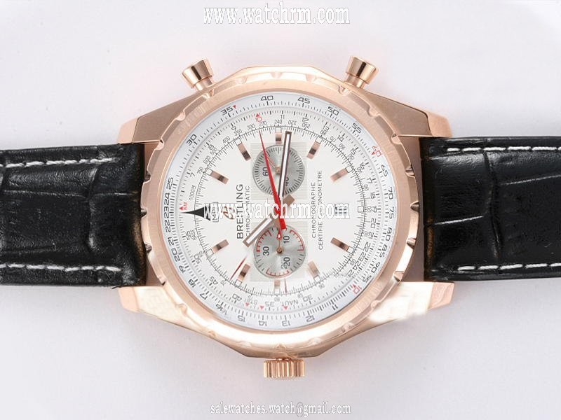Breitling Navitimer Chrono-Matic 1806 Rose Gold Case White Dial Round Watch